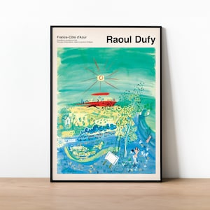 Raoul Dufy 'Le Train Bleu' Französische Riviera Kunst Ausstellungsplakat, Retro Wandkunst, Vintage moderne Kunstdruck, Geschenk Kunstliebhaber, A1 A2 A3