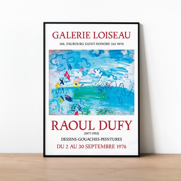 Raoul Dufy 1976 Regata en Cowes Cartel, Impresión de exposición de arte francés vintage, Galerie Loiseau coleccionable, Regalo para amantes del arte, Galería de arte