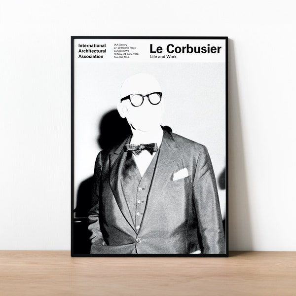 Le Corbusier Ausstellungsplakat, Architekturdruck, modernes Architekturplakat, minimalistische Kunst, Le Corbusier Plakat, Schweizer Design der 1970er Jahre