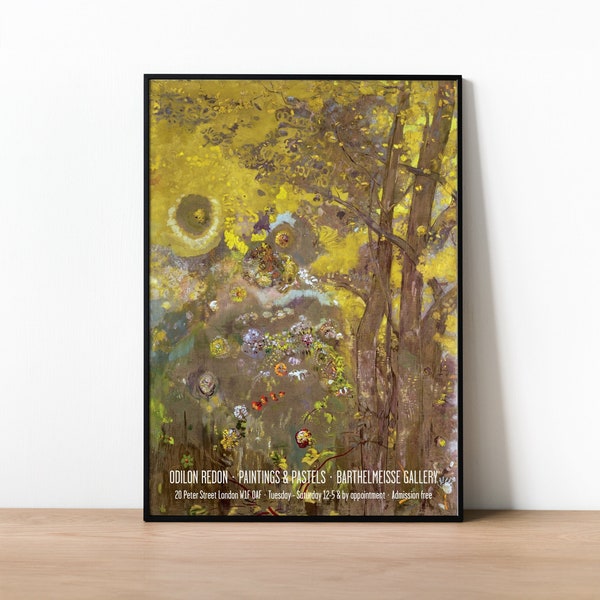 Odilon Redon Print, Exhibition Poster, Trees On A Yellow Background, Symbolist Art Print, Ausstellungsplakat, Affiche Exposition, Gallery