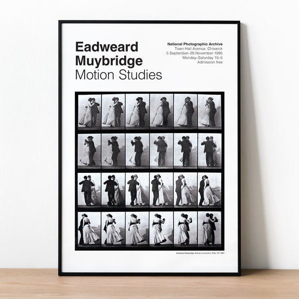 Affiche de l'exposition Eadweard Muybridge, affiche de danse, exposition d'art, impressions photo vintage, Ausstellungsplakat, danseurs, art de la danse