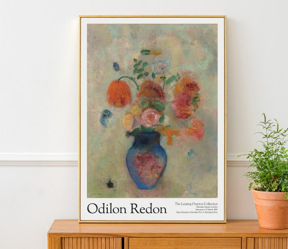 Odilon Redon Large Vase With Flowers Exhibition Poster Print | Beautiful Romantic Wall Decor | Stunning Vintage Oil Painting A1 A2 A3 Print
