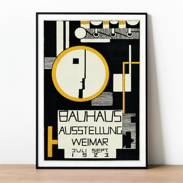 Bauhaus Exhibition Poster by Rudolf Baschant, Bauhaus Weimar 1923 Print, Constructivist Art, German Bauhaus Logo, Bauhaus Wall Art Gift