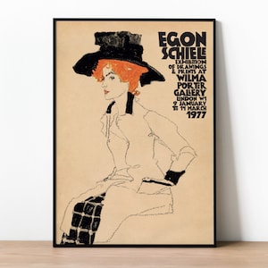 Egon Schiele Zeichnung Druck, Schiele Poster, Schiele Portrait Poster, Schiele Vintage Poster, Schiele Kunst Wand Poster Druck - Größen A1 A2 A3