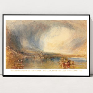 JMW Turner Print, Flüelen from the Lake of Lucerne, Switzerland Painting, Atmospheric Landscape Print, Watercolour Painting Poster, Mountain