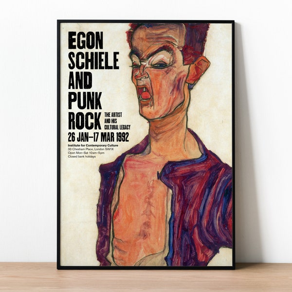 Cartel de Egon Schiele Punk Rock, impresión del museo, cartel de Egon Schiele, impresión de Schiele, Plakat, cartel de exposición, película biográfica con cartel de David Bowie