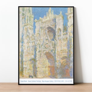 Monet Print, Claude Monet Exhibition Poster, Rouen Cathedral Art, Impressionist Painting, Midday Sunlight, Big Poster, Church Art