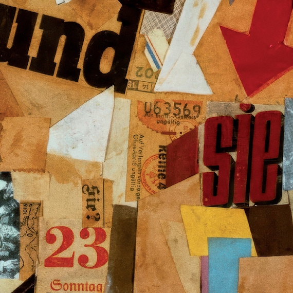 Kurt Schwitters Merz Poster – Blauer Vogel 1922 Collage, Dada Art
