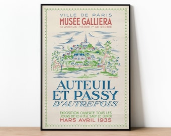 Paris Ausstellungsplakat, Aeuteuil und Passy in alten Zeiten, Museumsdruck, Wohndekor-Inspiration, Galeriewand-Chic-Plakat, französischer Kunstdruck