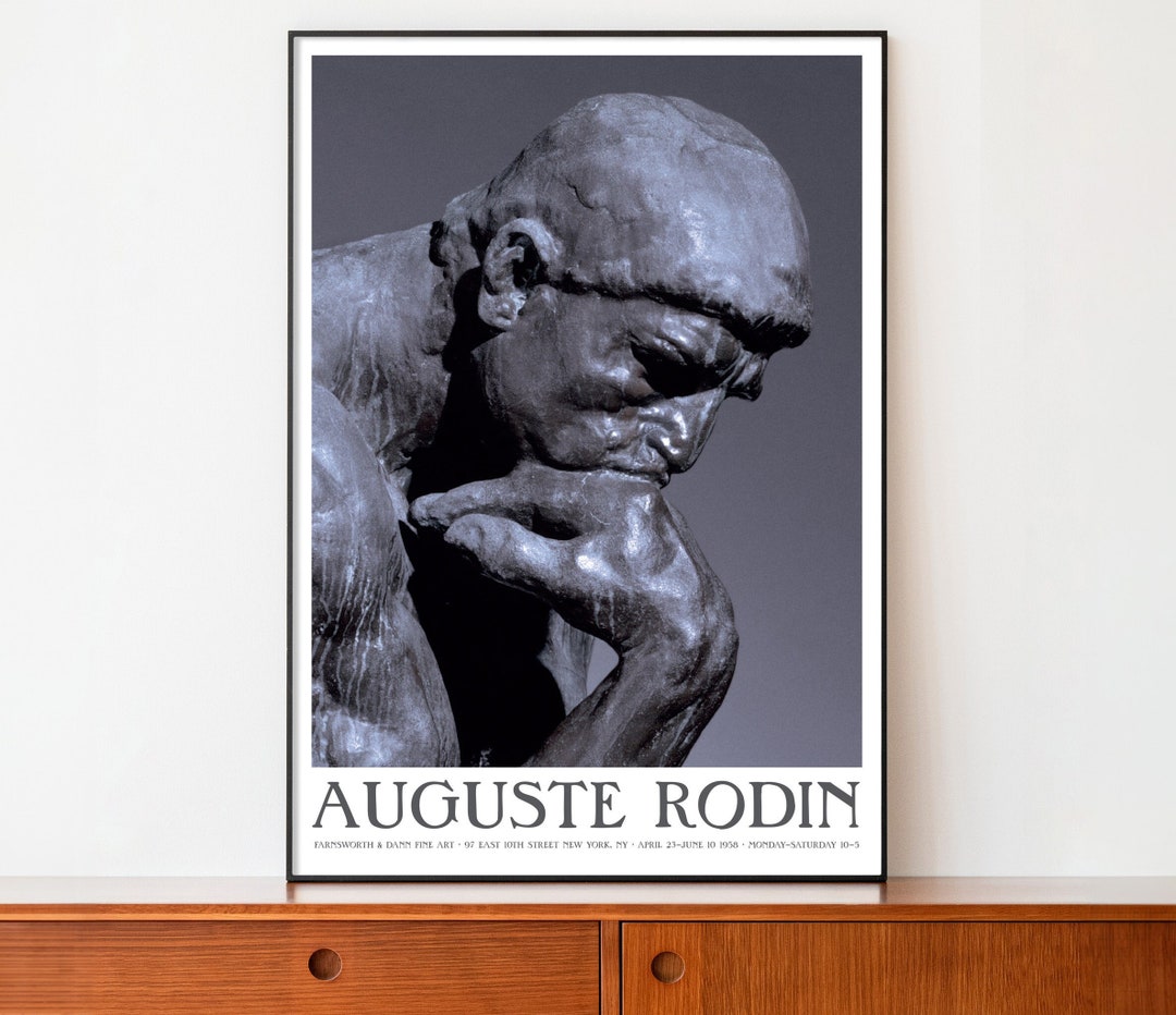 Rodin Style Auguste Rodin 'the Thinker' Exhibition Poster - French Sculpture Art ...