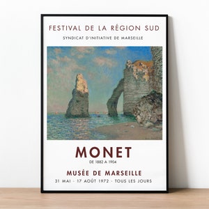 Claude Monet Exhibition Poster, The Cliffs At Etretat, Gallery Quality Print, Impressionist Painting, Seaside Art, Normandy Coast, Sunset