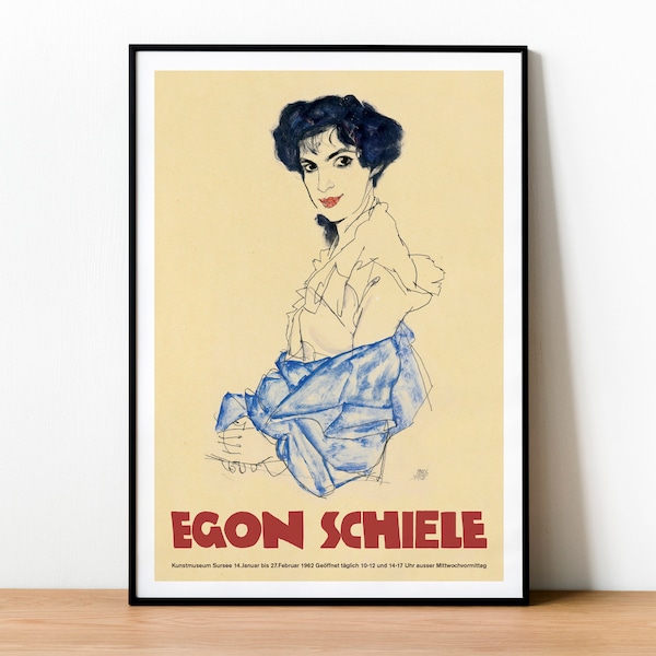 Egon Schiele Exhibition Poster, Museum Quality Print, Egon Schiele Poster, Plakat, Affiche, Swiss Art, Egon Schiele Print, Portrait Painting