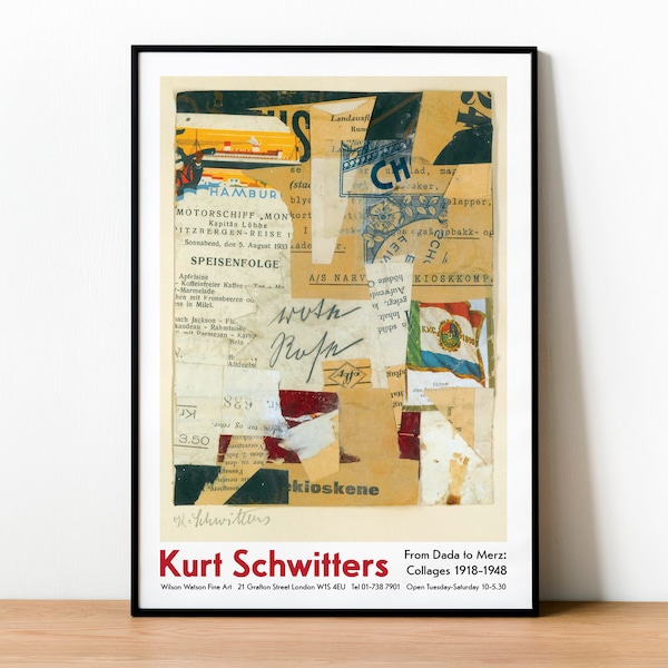 Kurt Schwitters Ausstellungsplakat, Rote Rose Merz Dada Collage, Art Gallery Print, Kurt Schwitters Print, Museum Quality, Plakat, Affiche
