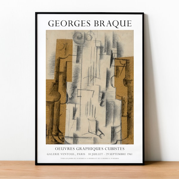 Affiche de l'exposition Georges Braque - Impression de qualité musée - vintage Wall Art Decor - Cubist Print - Braque Print -
