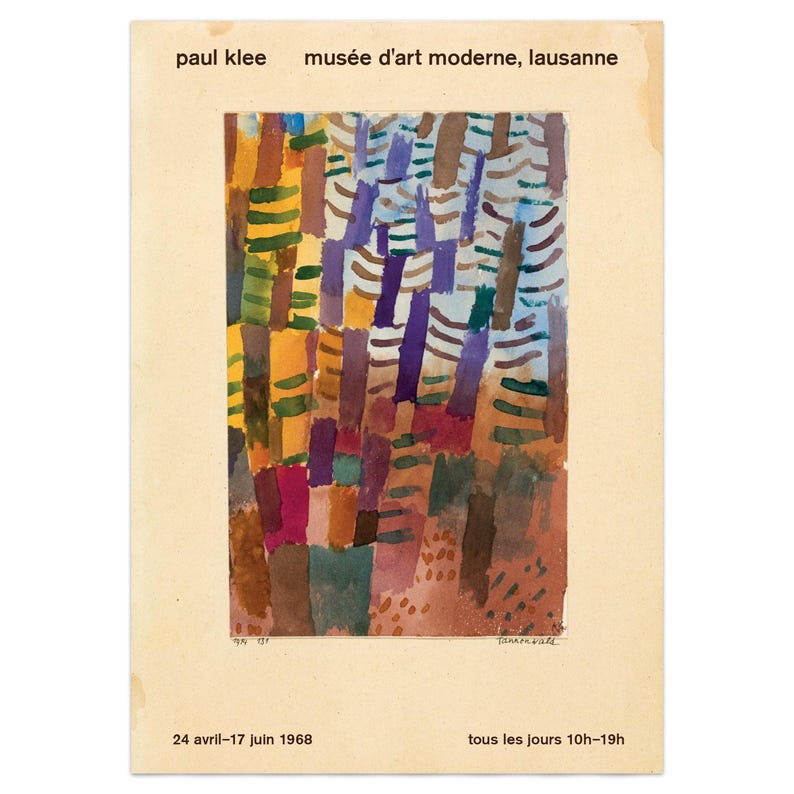 Paul Klee Tannenwald Exhibition Poster, Swiss Museum Art, 1960s Art Poster, Art Gallery Poster, Museum Print, Bauhaus Art Print, Authentic