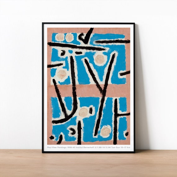 Paul Klee Exhibition Poster, Bauhaus Abstract Art Print, Pink And Blue Relaxing Art, Museum Poster, Art Gallery Poster, Art Lover Gift Home