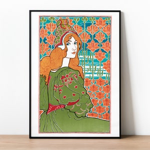 Art Nouveau Poster, Louis Rhead &#39;Jane&#39;, Museum Quality Print, Vintage Prints, 1900s Floral Art, Hippie Chic, Flower Print, Art Nouveau Print