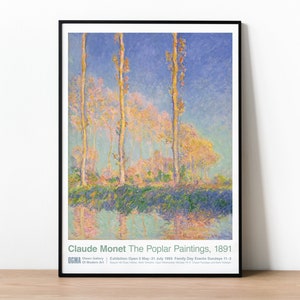 Claude Monet Exhibition Poster, Poplars on the Epte, Vintage Wall Art Decor, Impressionist Print, Claude Monet Print, Monet Poster Art
