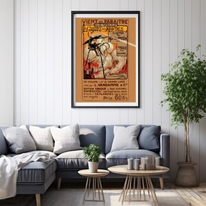 May include: A vintage poster advertising the book "The War of the Worlds" by H.G. Wells. The poster features an illustration of a Martian tripod attacking a city. The text on the poster reads "VIENT DE PARAITRE H.G. WELLS LA GUERRE DES MONDES ILLUSTRE PAR A.D.M. GREA UN VOLUME 4&deg; de GRAND LUXE. edit&eacute; par L.VANDAMME & C&deg; EDITION UNIQUE & 500 EXEMPL. NUMEROTES - 100 Illustrations dans le texte - 32 PLANCHES hors texte sur onglets Prix: 60 Frs"
