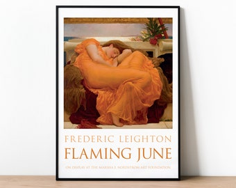 Flaming June Poster, Sir Frederic Leighton Exhibition Poster, Victorian Summer Art Print, Hot Summer Night Poster, Classical Art Decor