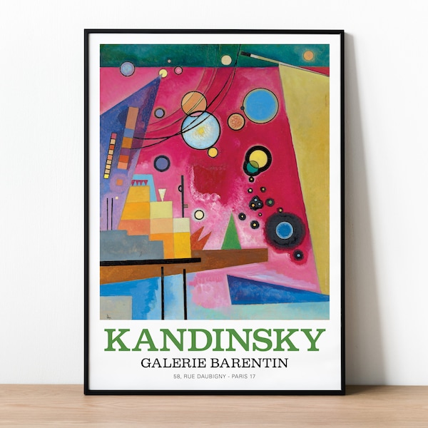 Affiche de l'exposition Vassily Kandinsky. Schweres Rot 1924, Heavy Red, Abstract Art Print, Pink Abstract Modern Art, Bauhaus Abstraction Plakat
