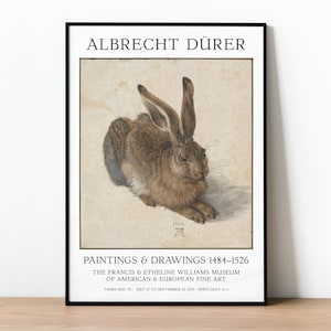 Albrecht Durer Poster, Durer Art Poster, Durer Young Hare, Durer Print, Cute Rabbit, Durer Wall Art Poster Print Sizes A1 A2 A3 gift idea
