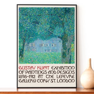 Gustav Klimt Exhibition Poster - Farmhouse In A Field Of Flowers Painting - Museum Quality Print - Vintage Wall Art Decor - Art Nouveau