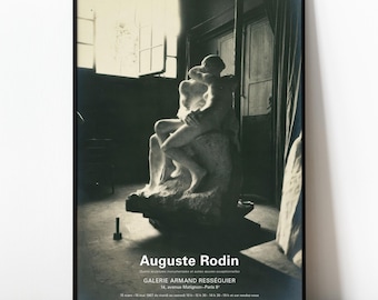 Auguste Rodin „Pocałunek” Plakat z wystawy rzeźb - Galerie Armand Rességuier, Paryż 1967 - Galeria sztuki Plakat | 18×24" 24×36" | A1 A2 A3