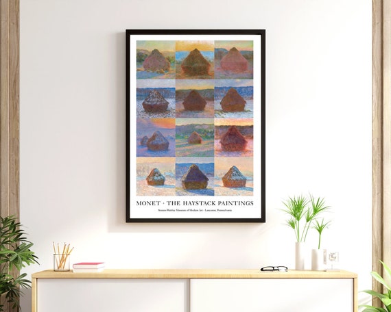 Claude Monet Haystacks Exhibition Poster - Museum Quality Print - Vintage Wall Art Decor - Impressionist Poster - Monet Print