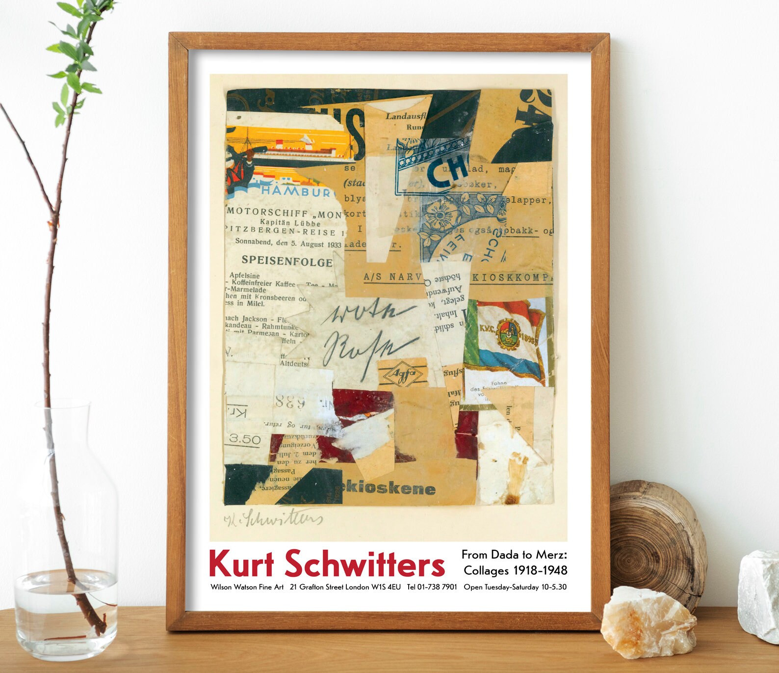 Kurt Schwitters Exhibition Poster, Rote Rose Merz Dada
