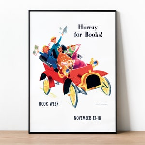 1961 Buchwoche Poster, Vintage Werbeplakat, USA 1961 Druck, einzigartige Geschenkidee für jeden Buchliebhaber oder begeisterten Leser, Bibliothekskunst