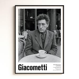 Alberto Giacometti Portrait Poster – Modernist Photography Print, 20th Century Art Icon, Black & White Exhibition Poster