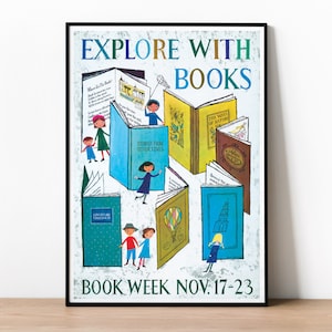 Affiche de la Semaine nationale du livre, cadeau idéal pour un amateur de livres ou un lecteur passionné, affiche de bibliothèque, affiche de littérature, affiche de livre pour enfants, impression d'art de livre