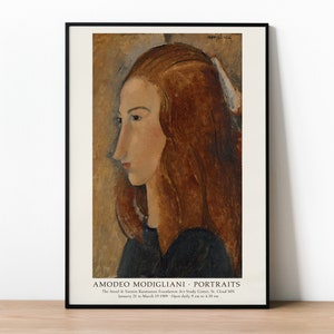 Modigliani Print, Amedeo Modigliani Exhibition Poster, Jeanne Hébuterne, Vintage Exhibition Poster Art, Modigliani Painting, French Painting