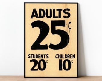 Funfair Poster, Amusement Park Art, County Fair Hand Painted Sign Print, Carnival Art, Circus Show Poster, Entry Price Bill, Fairground Art