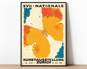 Augusto Giacometti Art Exhibition Poster, 1928 National Art Exhibition in Zurich, Nationale Kunstausstellung, Colorful Butterfly Print