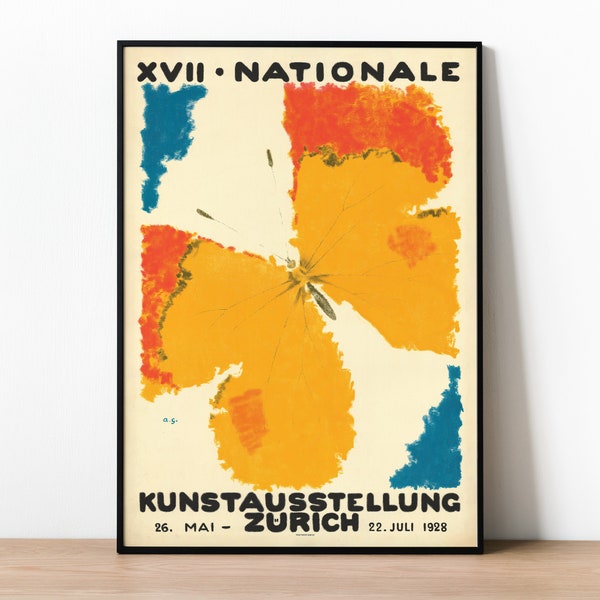 Augusto Giacometti Art Exhibition Poster, 1928 National Art Exhibition in Zurich, Nationale Kunstausstellung, Colorful Butterfly Print