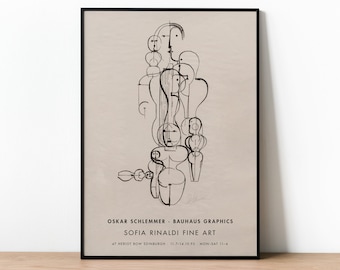 Bauhaus Art, Oskar Schlemmer Exhibition Poster, Vintage Bauhaus Poster, Large Print, Wall Art, Bauhaus Print, Home Decor, Mid Century Print