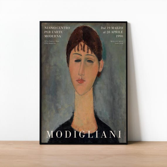 Modigliani Exhibition Poster | Museum Quality Art Print | Vintage Gallery Wall Decor | A1 A2 A3 | Portrait of Mme Zborowska 1918