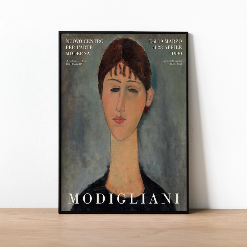 Modigliani Exhibition Poster | Museum Quality Art Print | Vintage Gallery Wall Decor | A1 A2 A3 | Portrait of Mme Zborowska 1918 image 1