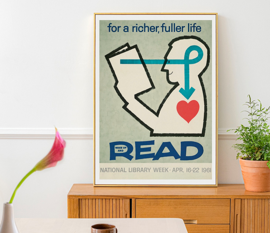 National Library Week Poster Vintage Advertising Poster USA - Etsy