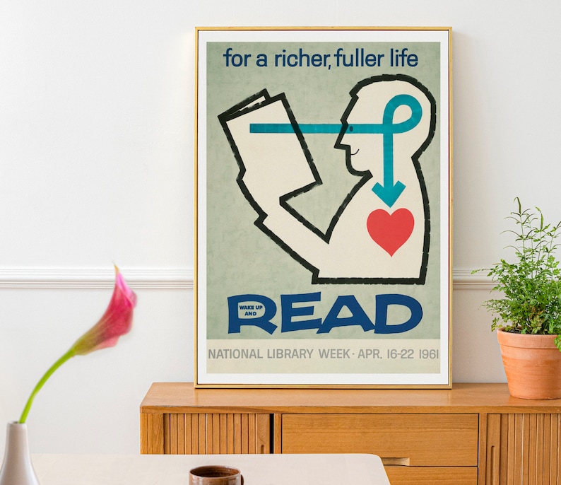 National Library Week Poster Vintage Advertising Poster USA - Etsy