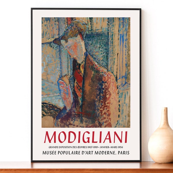 Modigliani Tentoonstelling Poster, Amedeo Modigliani Art Print, Vintage Tentoonstelling Poster, Frank Burty Haviland Portret, Modigliani Schilderij