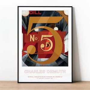 Charles Demuth Exhibition Poster, featuring his painting  I Saw The Figure 5 In Gold, which was inspired by a William Carlos Williams poem