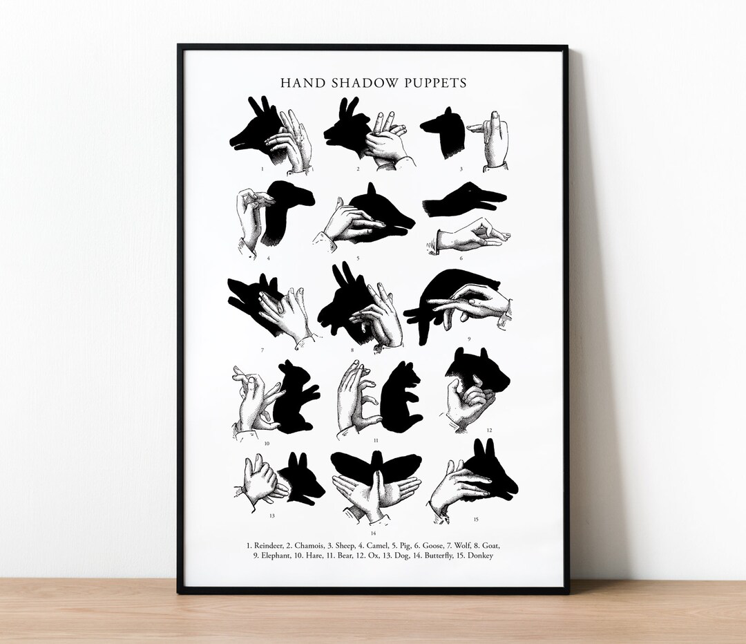 Hand Shadow Puppets Poster Fun Quirky & Informative Print for Etsy
