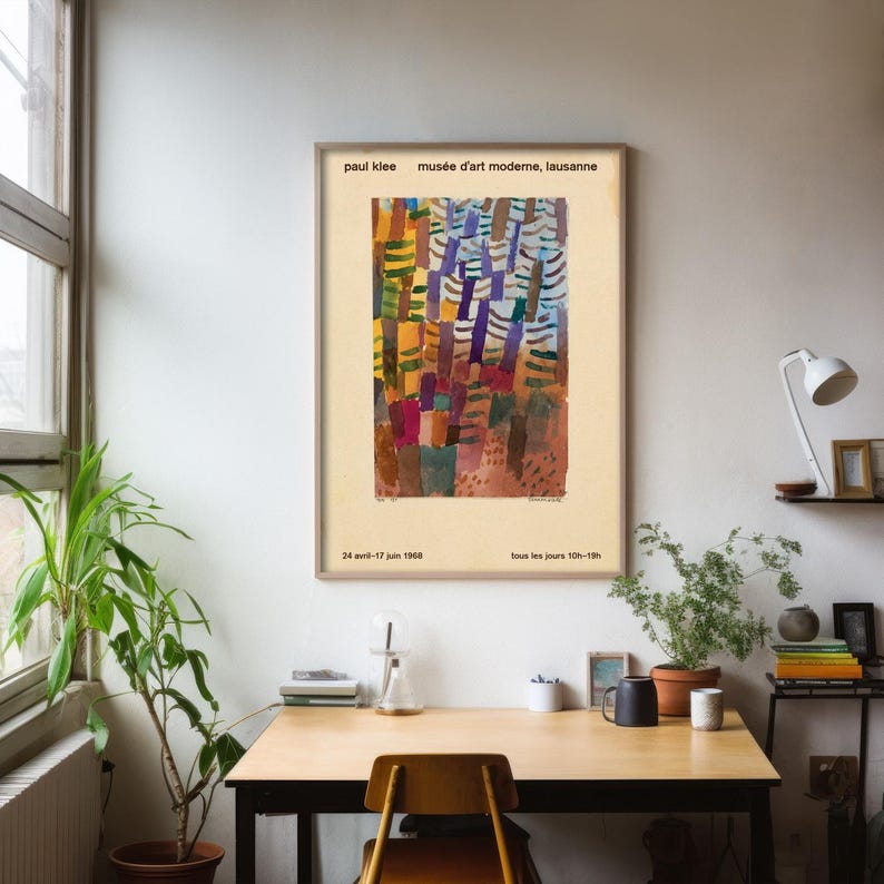 Paul Klee Tannenwald Exhibition Poster, Swiss Museum Art, 1960s Art Poster, Art Gallery Poster, Museum Print, Bauhaus Art Print, Authentic