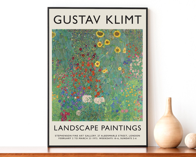 Gustav Klimt Exhibition Poster - Museum Quality Print - Sunflowers Painting - Vintage Wall Art Decor - Art Nouveau Poster - Vienna Secession 
