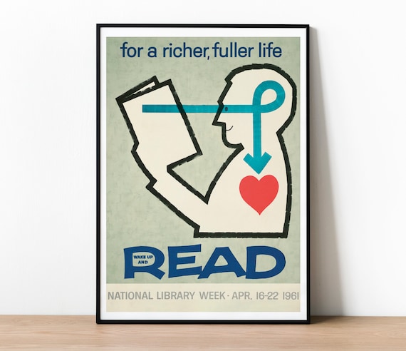 National Library Week Poster Vintage Advertising Poster USA - Etsy