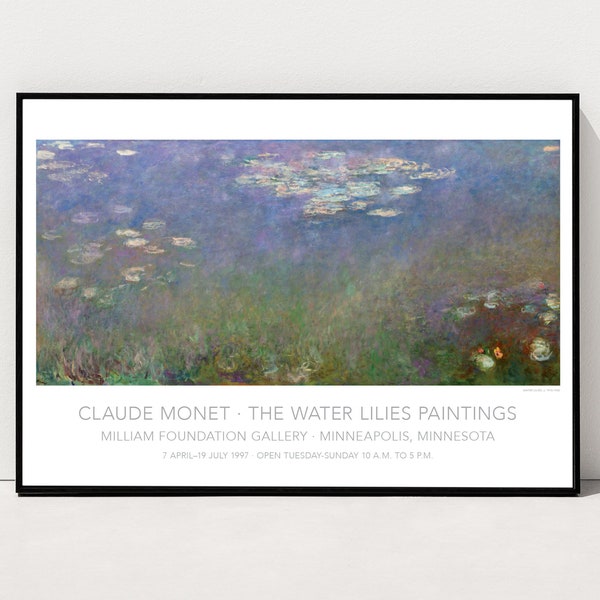 Monet Water Lilies Exhibition Poster, Claude Monet Print, Wall Art, Museum Poster, Fine Art Gallery, Affiche Exposition, Water Lilies Print