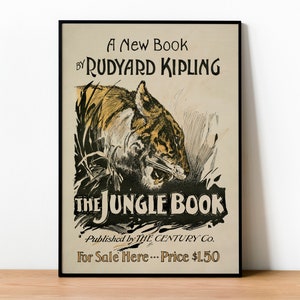 The Jungle Book Poster - Rudyard Kipling Book - Literary Print - Tiger Poster - Book Print - Kipling Poster - Jungle Book Print - Stories